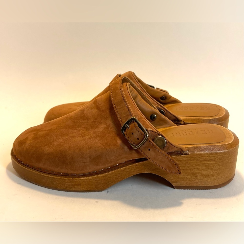 NWOT RE/DONE 70s Suede Platform Clogs Size 37 EU (6.5 US) Made in Italy - Picture 7 of 12
